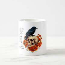 Personalisierter Name mit floralem Totenkopf und R