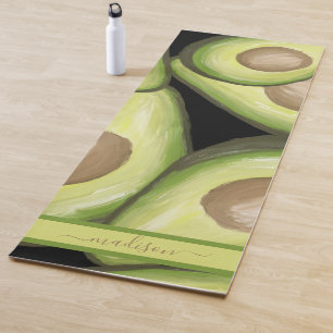 Personalisierter Name mit Grünem Avocado-Muster Yogamatte