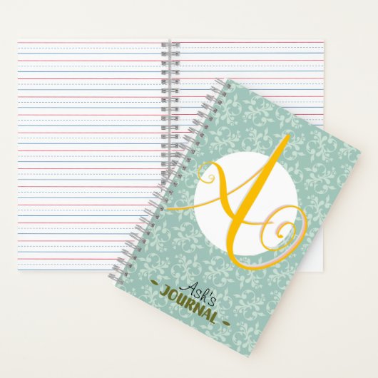 Personalisierter Name mit/ Initial und Viktorianis Notizblock (Innen)