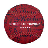 personalisierter Name mit Initialen Monogramm Baseball (Rückseite)