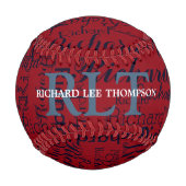 personalisierter Name mit Initialen Monogramm Baseball (Vorderseite)