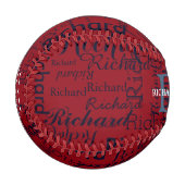 personalisierter Name mit Initialen Monogramm Baseball (Vorderseite Links)