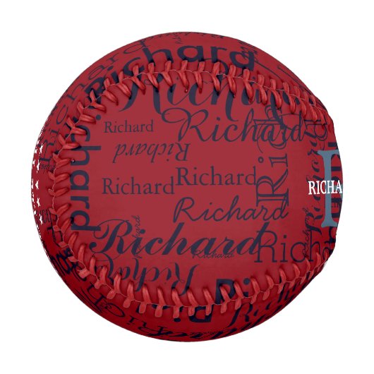 personalisierter Name mit Initialen Monogramm Baseball (Vorderseite Links)