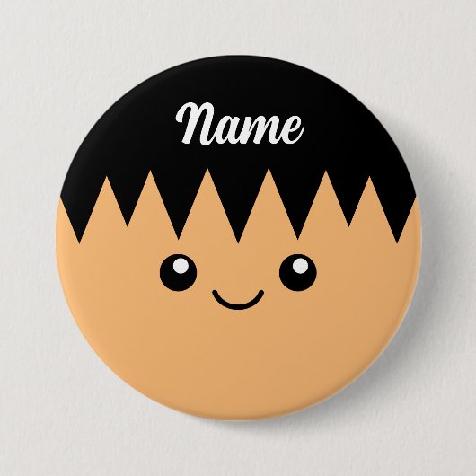 Personalisierter Name mit lustiger Cartoon-Oberflä Button (Vorderseite)