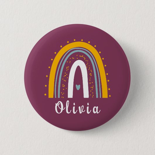 Personalisierter Name mit Minimalistischem Boho Ra Button (Vorderseite)
