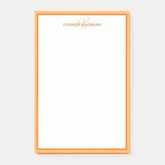 Personalisierter Name mit Monogramm Anfangsbuchsta Post-it Klebezettel (Vorderseite)
