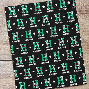 Personalisierter Name Mit Monogramm Star Green Bla Fleecedecke