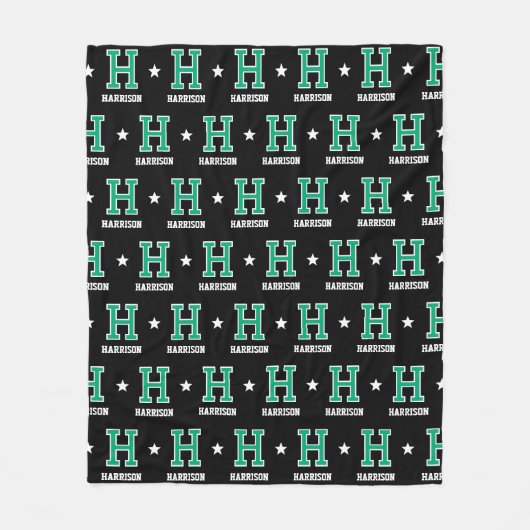 Personalisierter Name Mit Monogramm Star Green Bla Fleecedecke (Vorderseite)