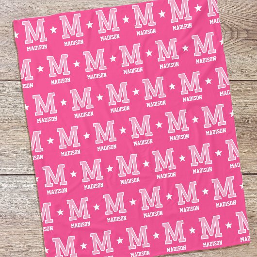 Personalisierter Name Mit Monogramm Star Pink Fleecedecke