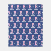 Personalisierter Name Mit Monogramm Star Pink Navy Fleecedecke (Vorderseite)