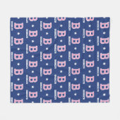 Personalisierter Name Mit Monogramm Star Pink Navy Fleecedecke (Vorderseite (Horizontal))