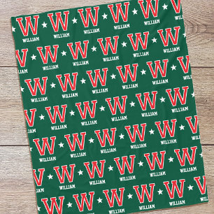 Personalisierter Name Mit Monogramm Star Red Green Fleecedecke