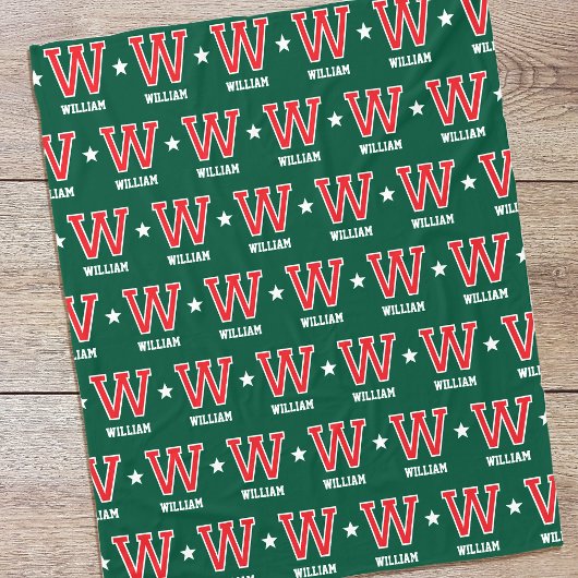 Personalisierter Name Mit Monogramm Star Red Green Fleecedecke