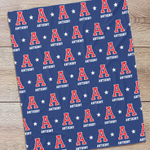 Personalisierter Name Mit Monogramm Star Red Navy