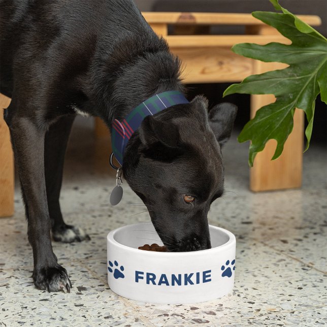 Personalisierter Name mit Navy Blue Paw Prints Napf (Von Creator hochgeladen)