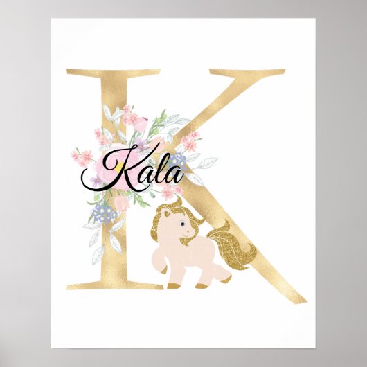 Personalisierter Name mit Pony in K-Initiale Poster (Vorne)