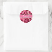 personalisierter Name mit Rosen Runder Aufkleber (Tasche)