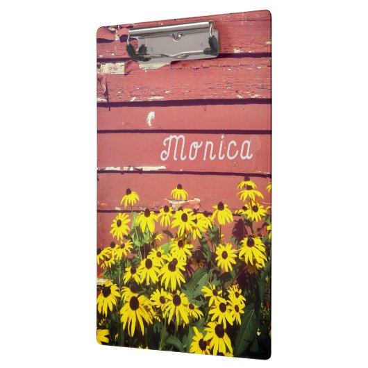 Personalisierter Name mit rustikalem Holz und Blum Klemmbrett (Links)