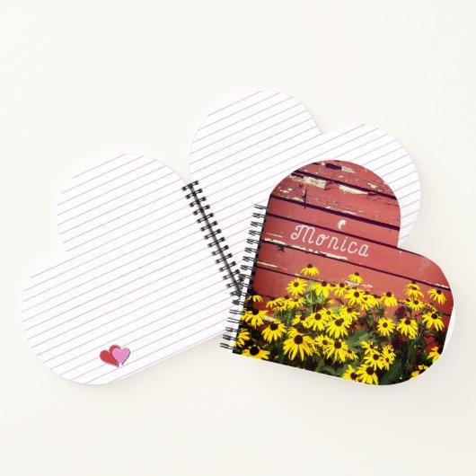 Personalisierter Name mit rustikalem Holz und Blum Notizblock (Innenseite)