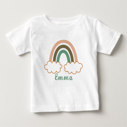 Personalisierter Name mit Trendy Boho Rainbow Baby T-shirt (Vorderseite)