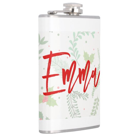 Personalisierter Name mit Weihnachtsmuster Flachmann (Rechts)