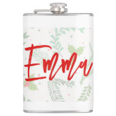 Personalisierter Name mit Weihnachtsmuster Flachmann (Vorderseite)