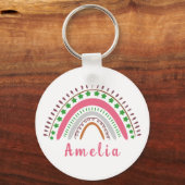 Personalisierter Name mit Whimsical Boho Rainbow Schlüsselanhänger (Vorderseite)