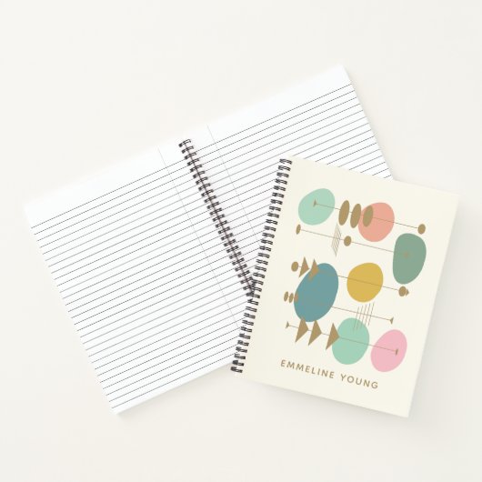 Personalisierter Name Mitte Jahrhundert Moderne Re Notizblock (Innenseite)