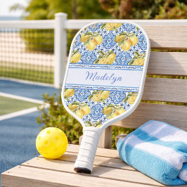 Personalisierter Name Mittelmeer-Zitronenblauer Fl Pickleball Schläger