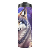 Personalisierter Name Mitternacht Howl Floral Wolf Thermosbecher (Vorderseite)