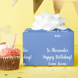 Personalisierter Name Modern Blue Happy Birthday Geschenkpapier