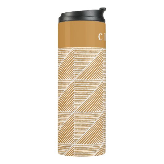 Personalisierter Name Modern Geometric Warm Gold Thermosbecher (Nach links gedreht)