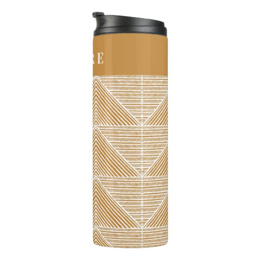 Personalisierter Name Modern Geometric Warm Gold Thermosbecher (Nach rechts gedreht)