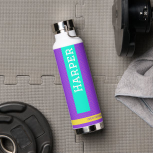 Personalisierter Name Modern Lila Trinkflasche
