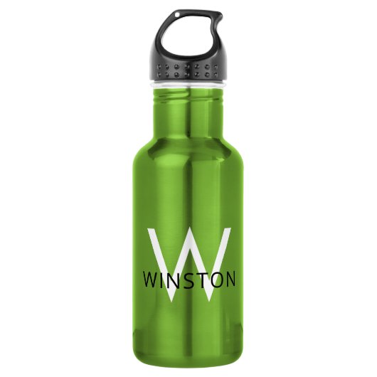 Personalisierter Name Modern Simple Monogram Sport Edelstahlflasche (Vorderseite)