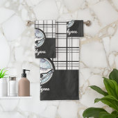 Personalisierter Name Modern Tartan Ice Skaten Badhandtuch Set