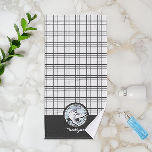 Personalisierter Name Modern Tartan Ice Skaten Badhandtuch Set