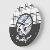 Personalisierter Name Modern Tartan Ice Skaten Große Wanduhr (Winkel)