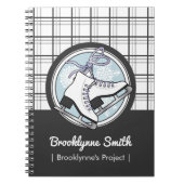 Personalisierter Name Modern Tartan Ice Skaten Notizblock (Vorderseite)