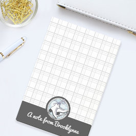 Personalisierter Name Modern Tartan Ice Skaten Post-it Klebezettel