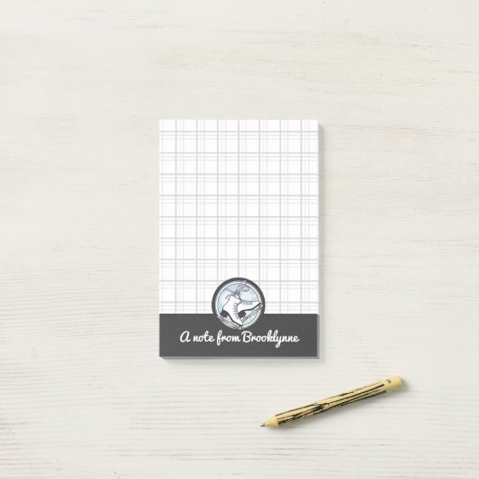 Personalisierter Name Modern Tartan Ice Skaten Post-it Klebezettel (Auf Schreibtisch)