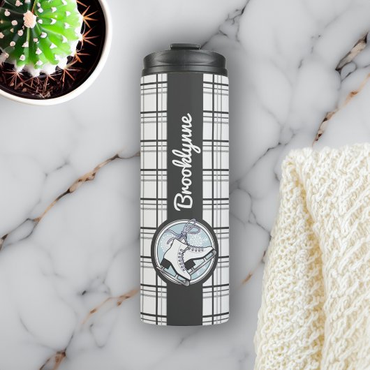 Personalisierter Name Modern Tartan Ice Skaten Thermosbecher