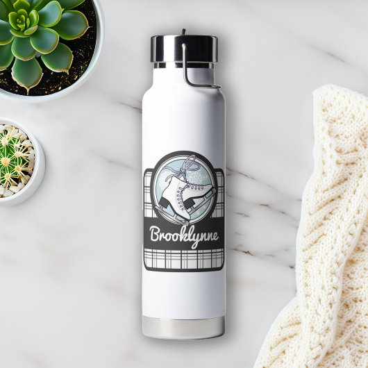 Personalisierter Name Modern Tartan Ice Skaten Trinkflasche