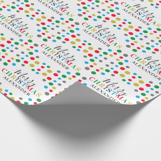 Personalisierter Name Moderne, farbenfrohe Weihnac Geschenkpapier (Ecke)