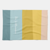 Personalisierter Name Moderne weichblau gelbe Stre Geschirrtuch (Horizontal)
