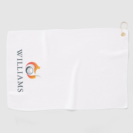 Personalisierter Name Moderner Fox und Ball Golfhandtuch (Horizontal)
