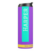 Personalisierter Name Moderner Lila und Aquamarine Thermosbecher (Nach links gedreht)