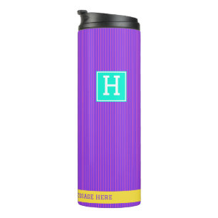 Personalisierter Name Moderner Lila und Aquamarine Thermosbecher