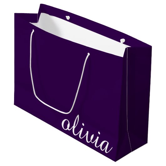 Personalisierter Name Moderner Minimaler Luxus Dun Große Geschenktüte (Vorderseite Schrägansicht)