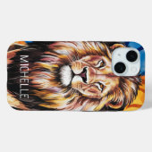 Personalisierter Name Moderner Wasserfarben Löwe Case-Mate iPhone Hülle (Rückseite (Horizontal))